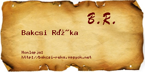 Bakcsi Réka névjegykártya